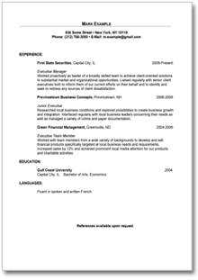 Formats for a resume