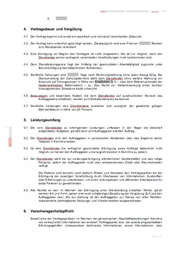 AGB Dienstleistungsvertrag - Muster-Vorlage zum Download