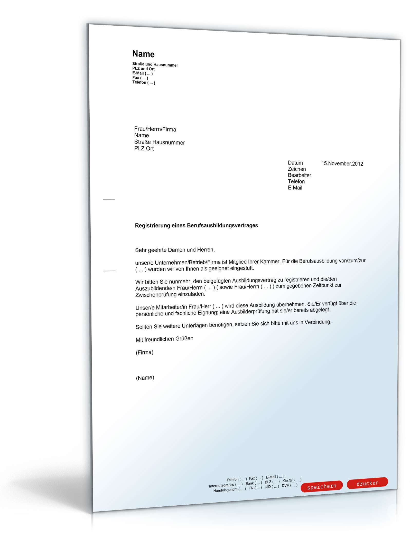 Hauptbild des Produkts: Anmeldung eines Berufsausbildungsvertrages bei der deutschen Handwerkskammer
