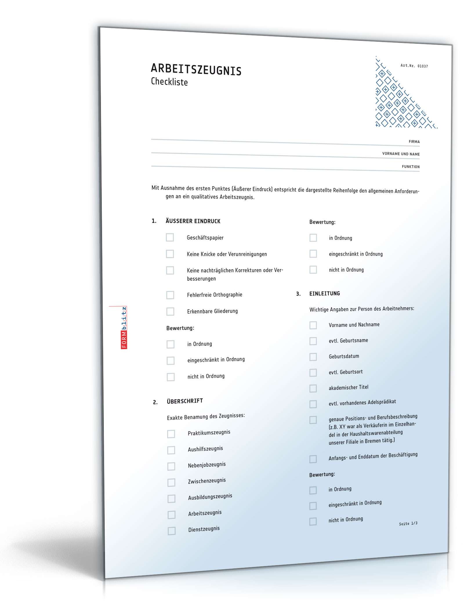 Hauptbild des Produkts: Checkliste Arbeitszeugnis