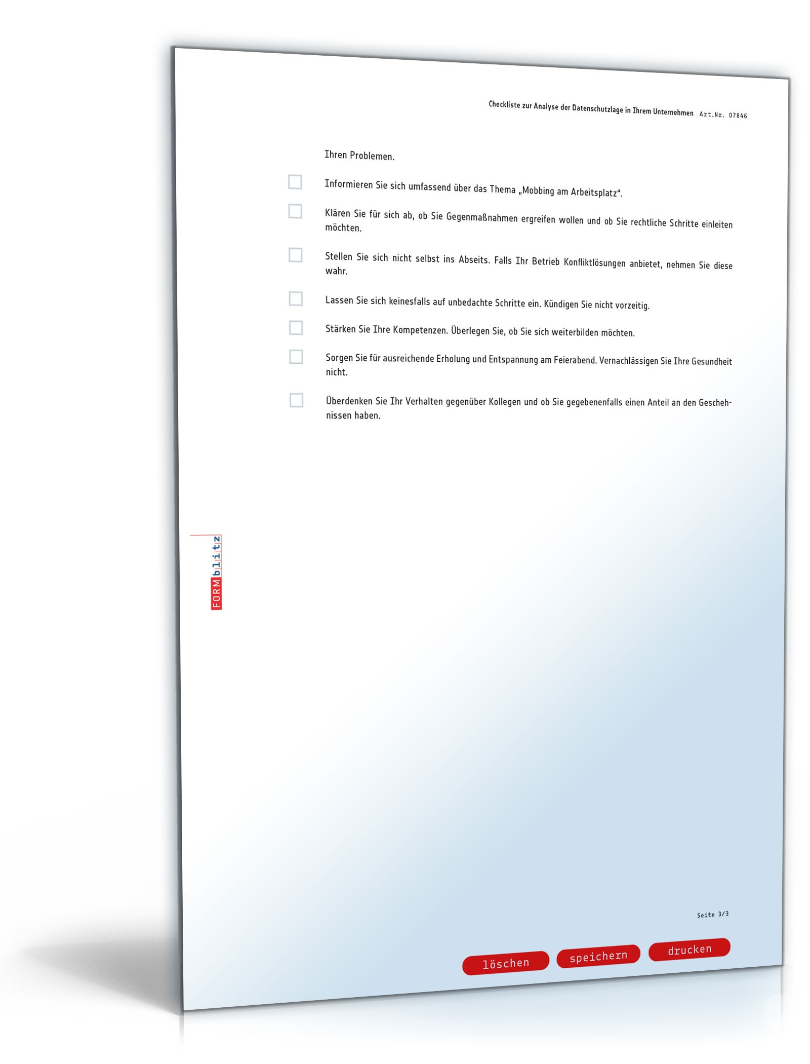 MobbingProtokoll (Arbeitsplatz) MusterVorlage zum Download