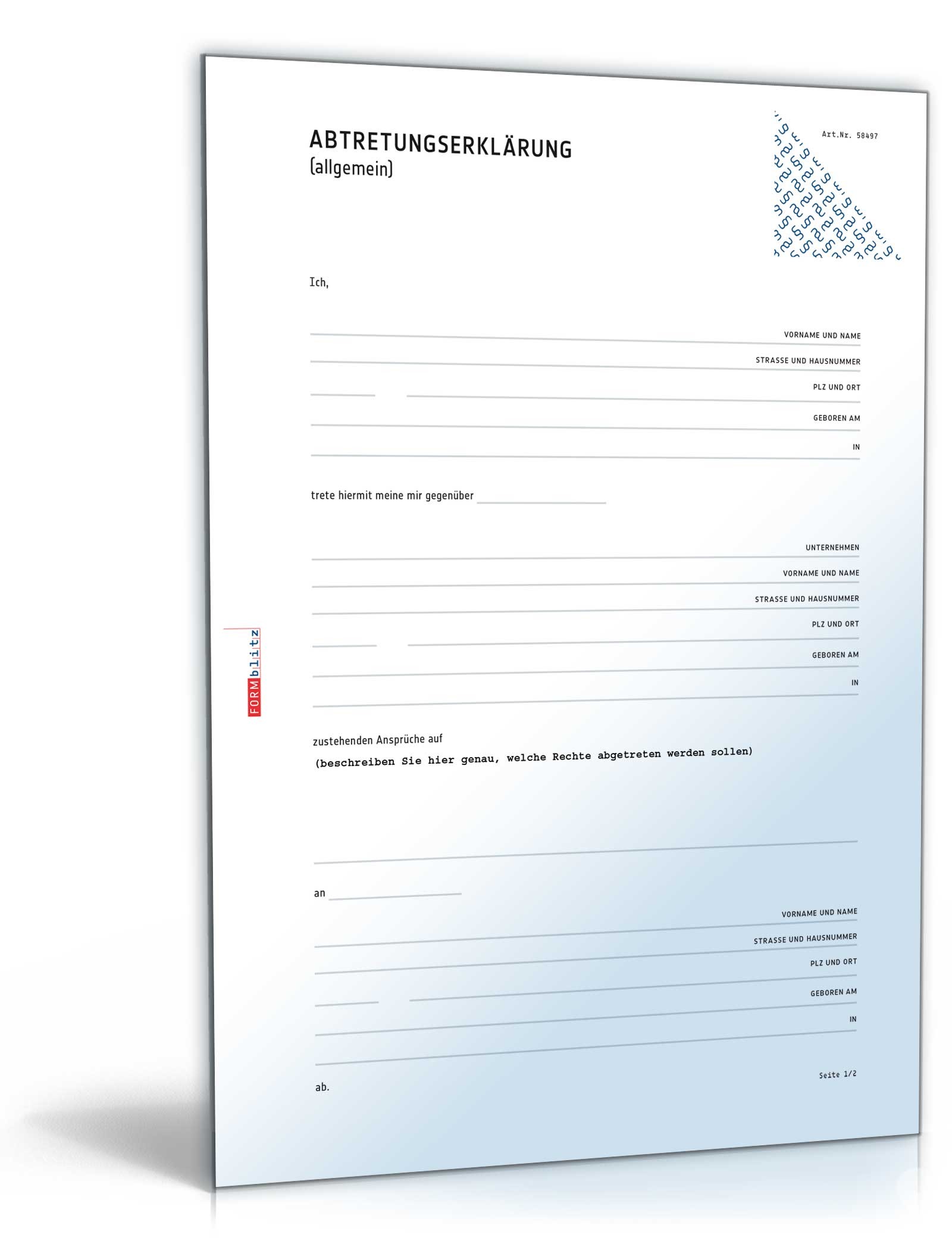 Abtretungserklärung | Muster-Vorlage zum Download