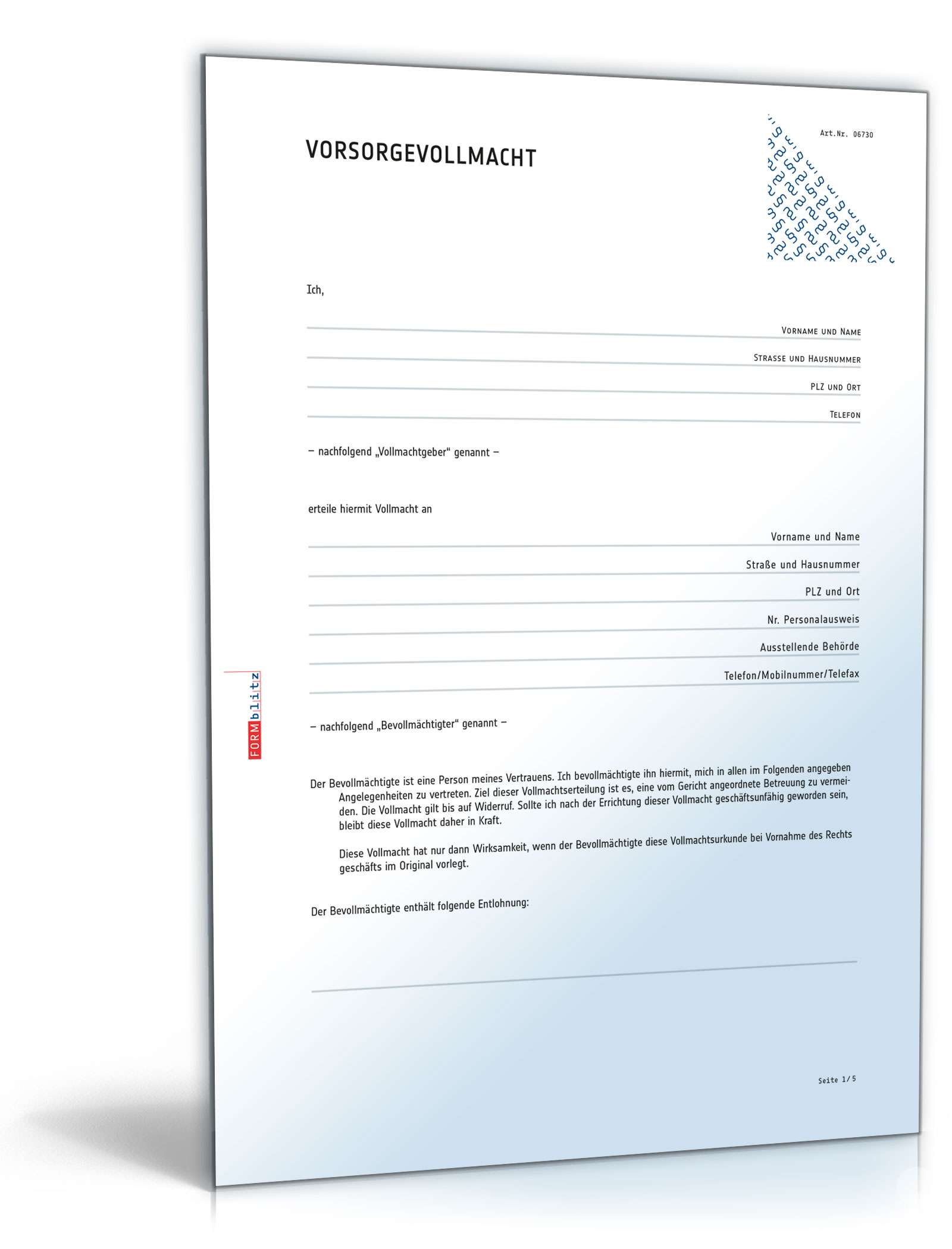 Vorsorgevollmacht | Muster zum Download
