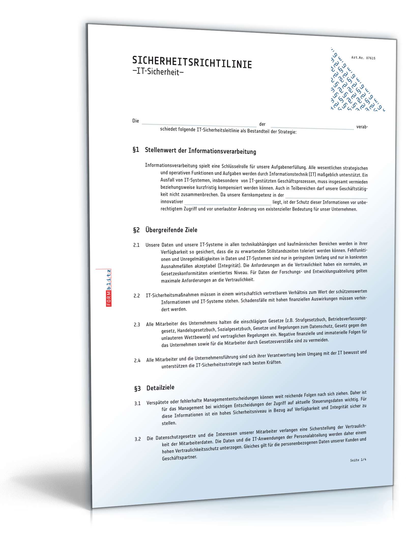 Download Wegen Konto Sicherheitsrichtlinie Nicht Möglich IT-Sicherheitsleitlinie - Muster-Vorlage zum Download