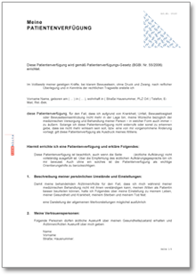 Hauptbild des Produkts: Patientenverfügung (nach österreichischem Recht)