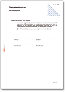 Übergabe- und Rückgabebeleg für Gegenstände Dokument zum Download