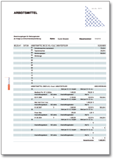 Hauptbild des Produkts: Rechentabelle: Werbungskosten Arbeitsmittel (ohne Mehrwertsteuer)