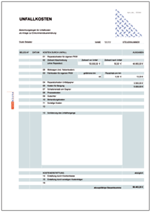 Hauptbild des Produkts: Rechentabelle: Werbungskosten Unfallkosten