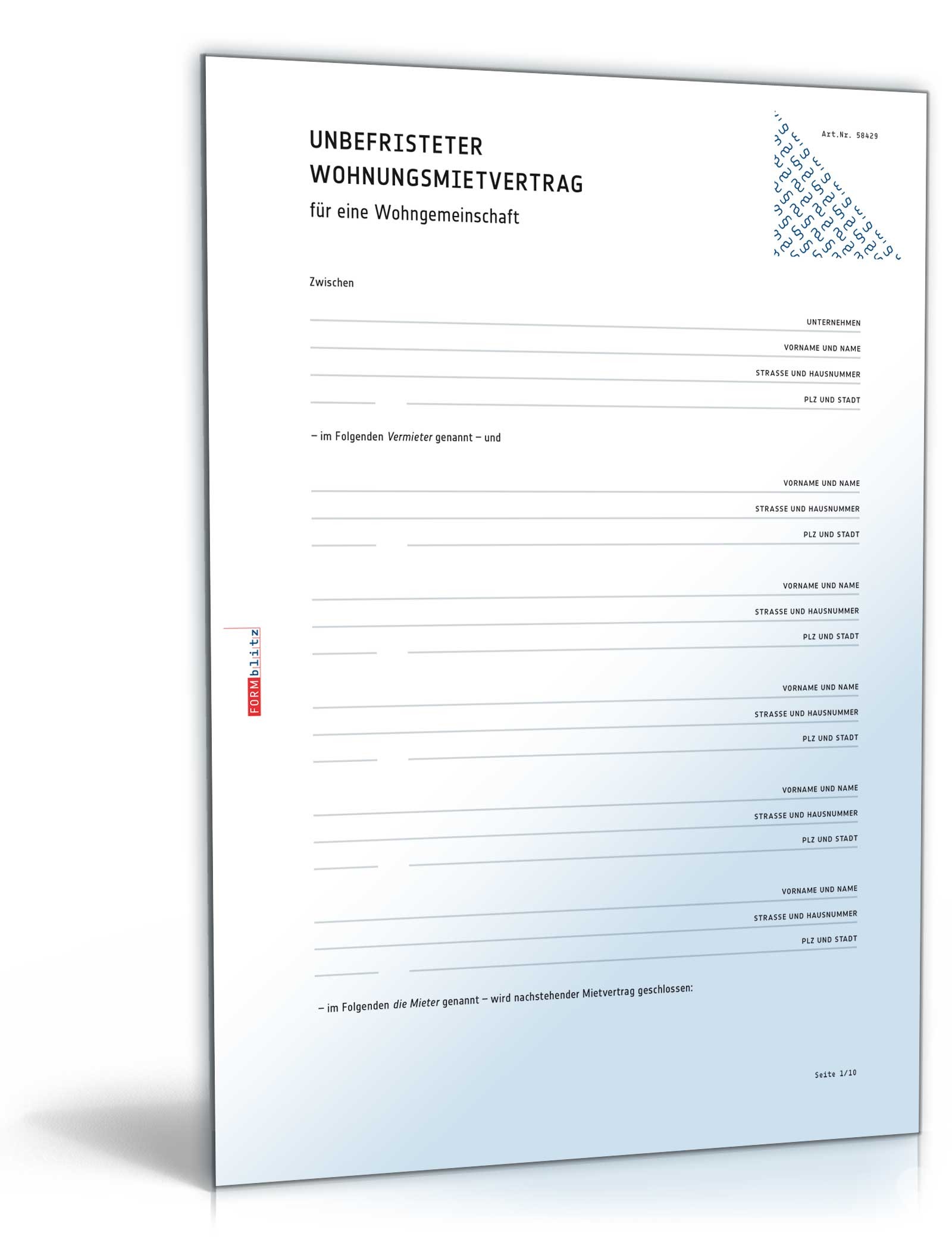 Mietvertrag Wohngemeinschaft Muster Zum Download
