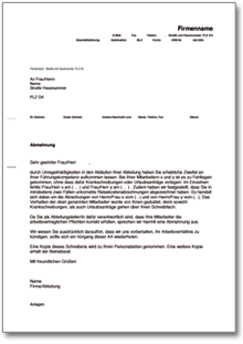 Abmahnung Wegen Fehlender Fuhrungseigenschaften At Musterbrief Download