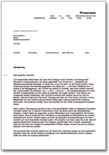 Abmahnung wegen Mobbing Dokument zum Download