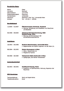 Hauptbild des Produkts: Lebenslauf (Maschinenbau-Ingenieur)