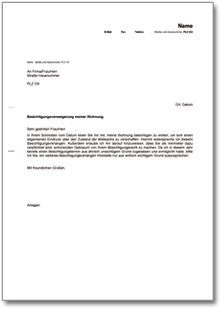 Besichtigungsverweigerung des Mieters Dokument zum Download