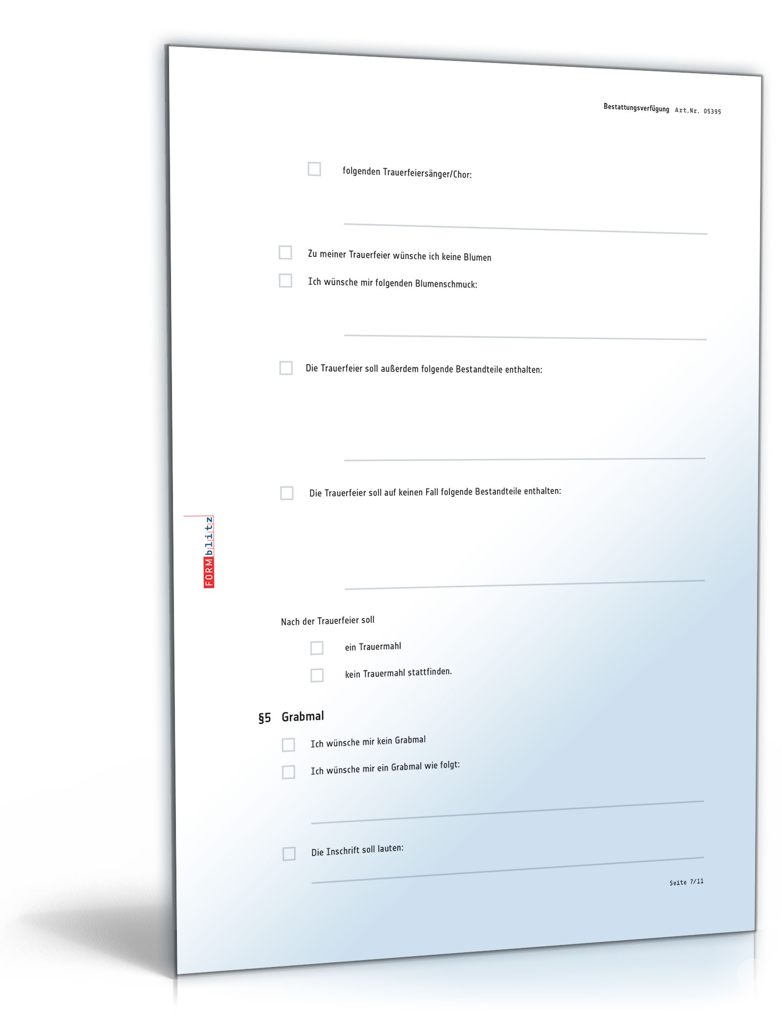 Bestattungsverfügung | Muster zum Download