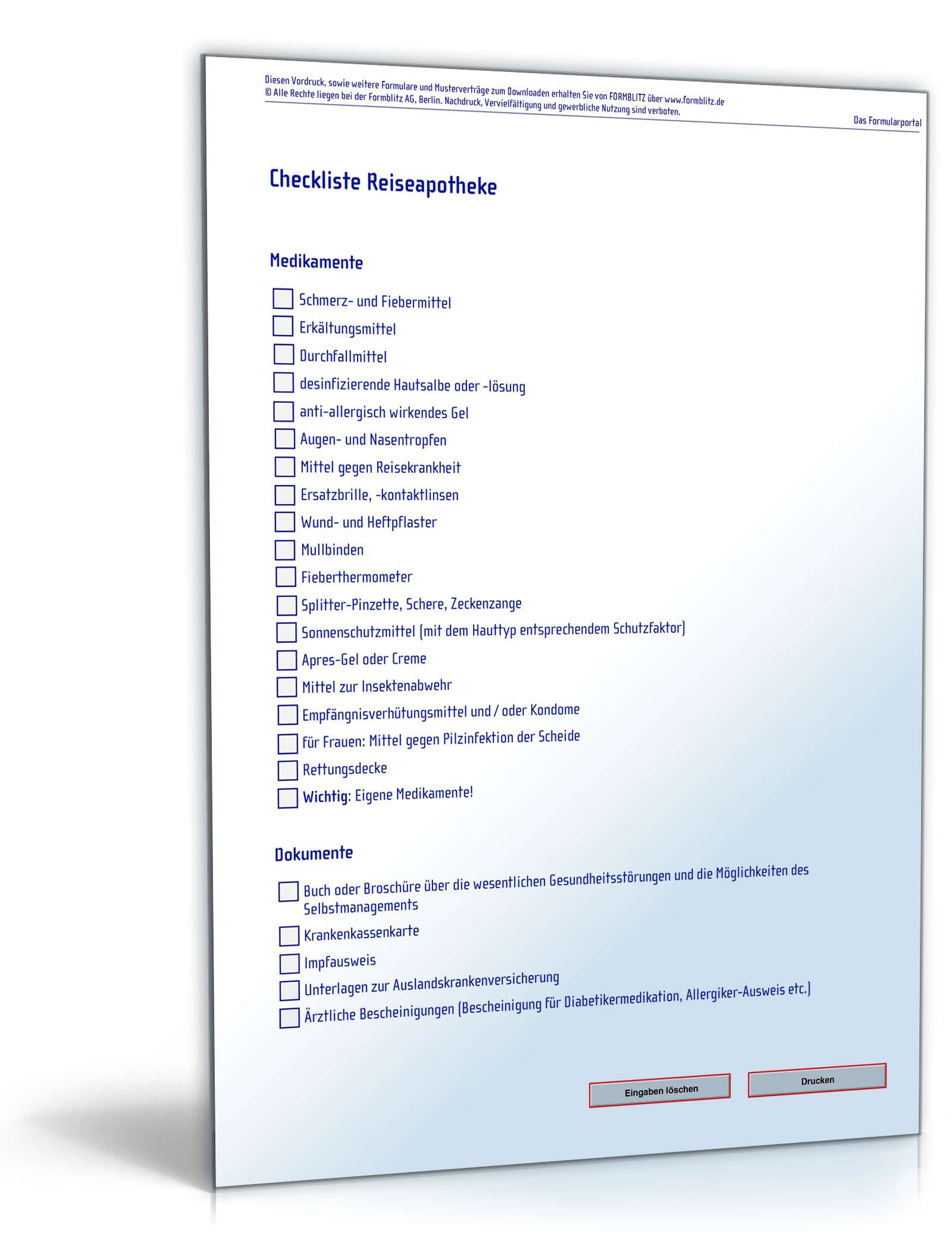 Hauptbild des Produkts: Checkliste Reiseapotheke