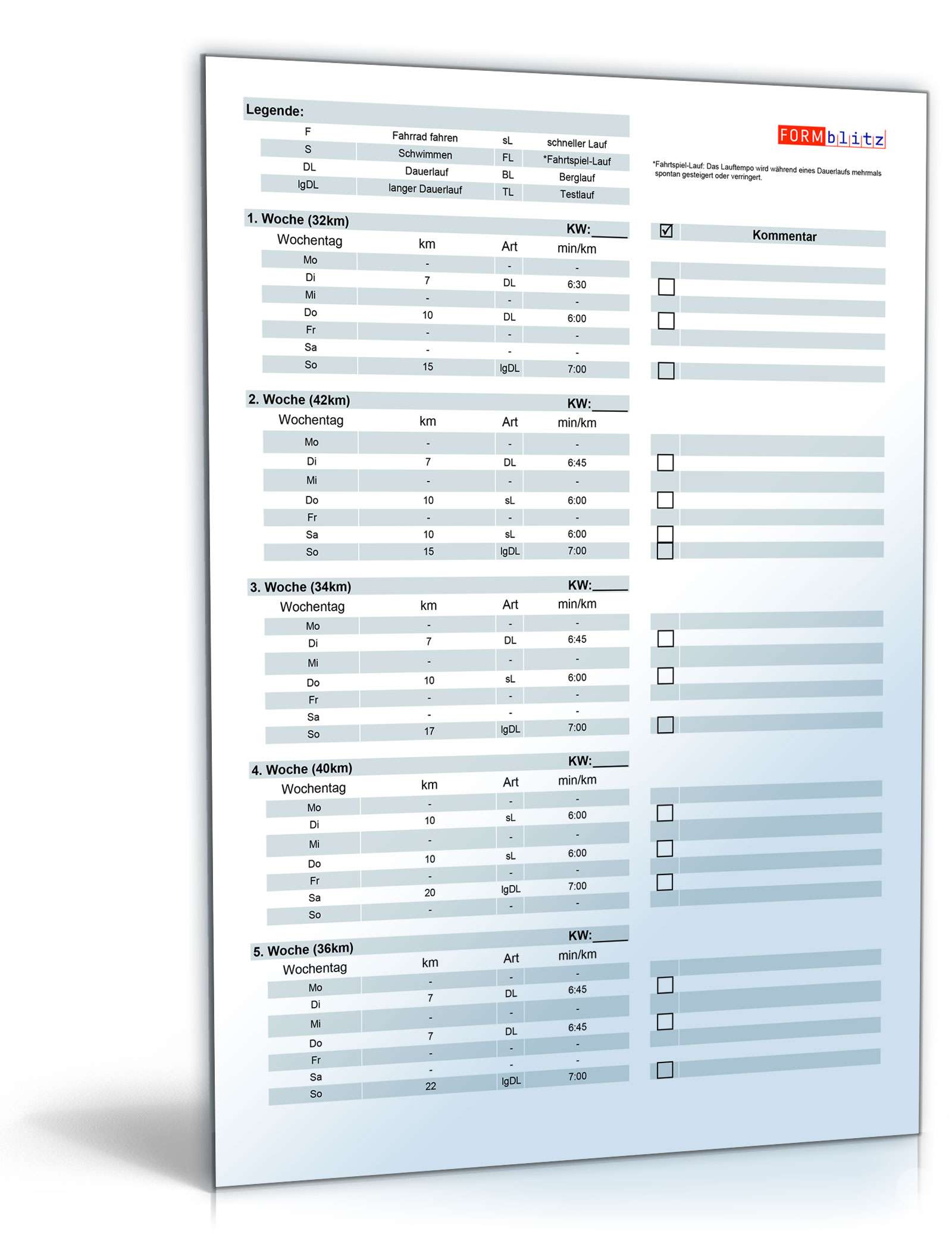 Hauptbild des Produkts: Halbmarathon-Trainingsplan, Zielzeit 2:00 Stunden