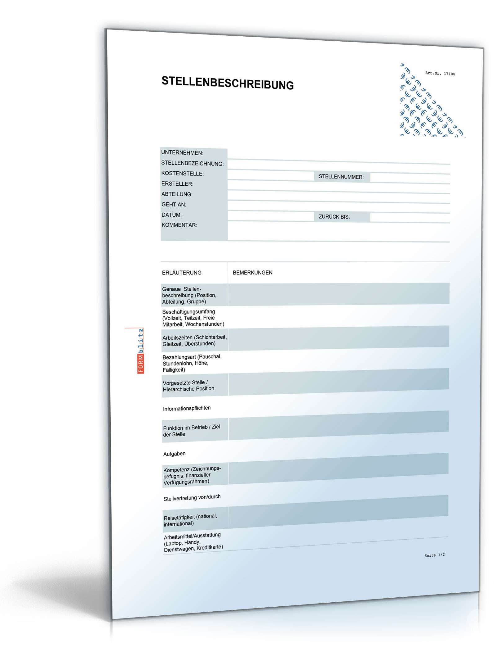 Hauptbild des Produkts: Stellenbeschreibung