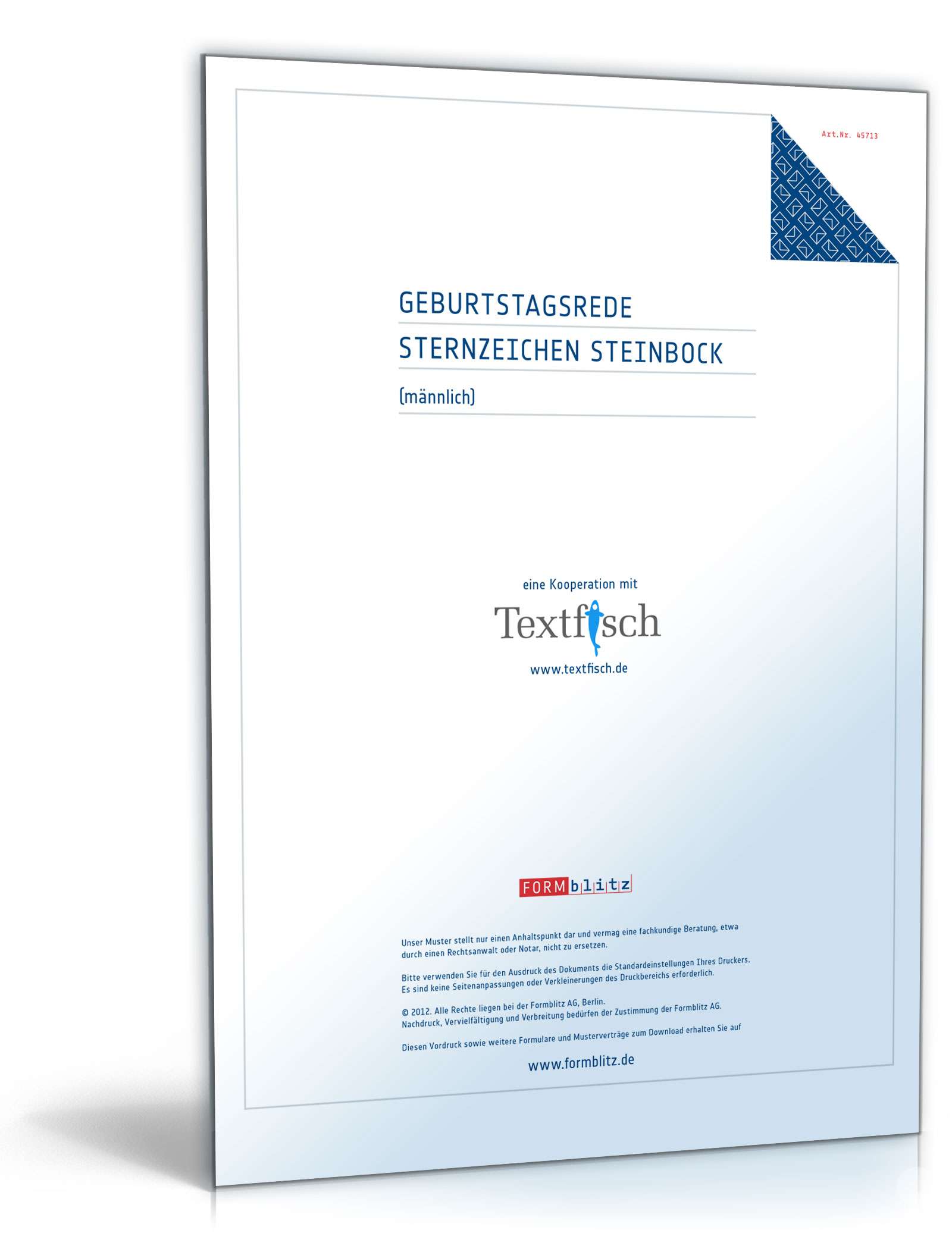 Hauptbild des Produkts: Geburtstagsrede Sternzeichen Steinbock (männlich)  