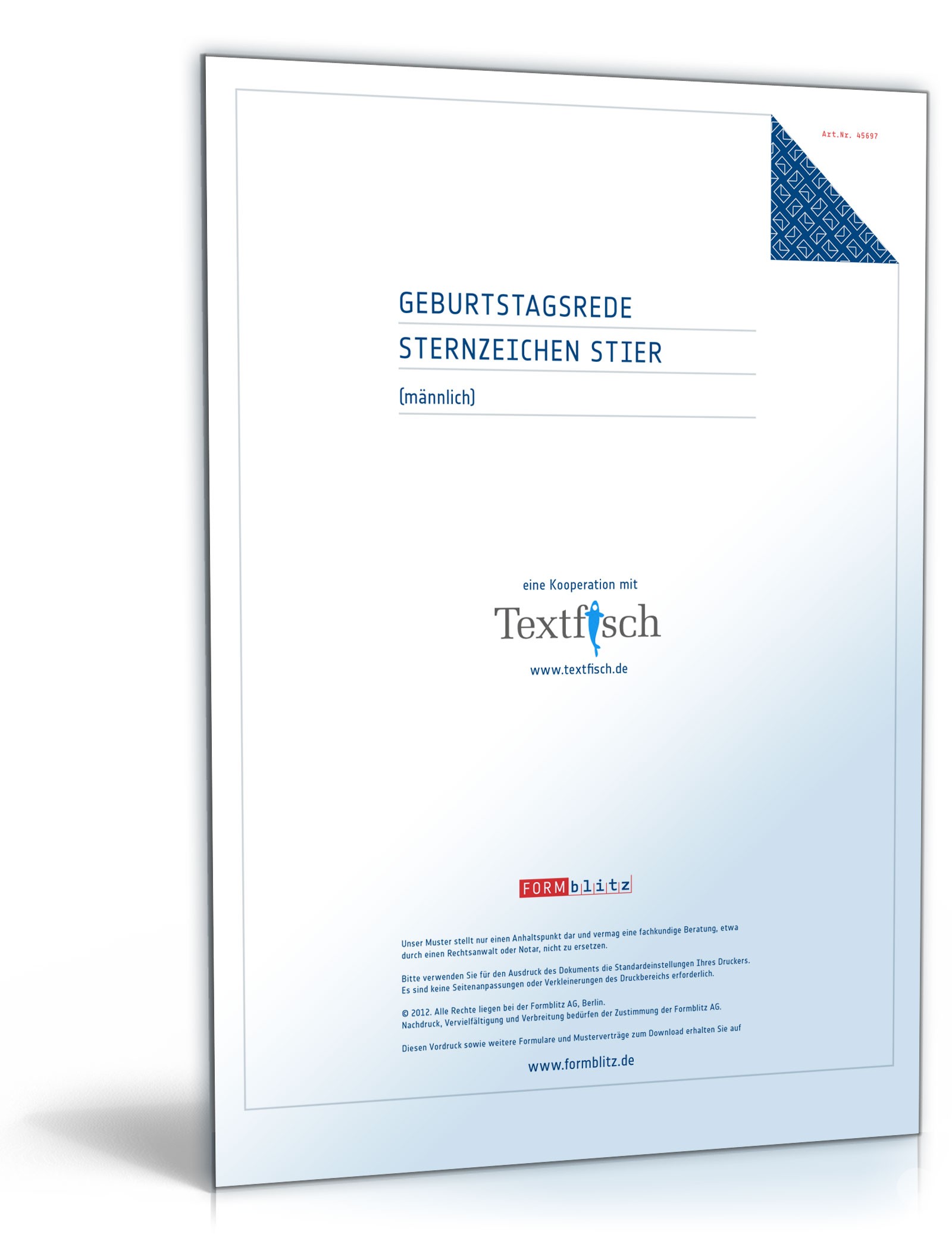 Hauptbild des Produkts: Geburtstagsrede Sternzeichen Stier (männlich)