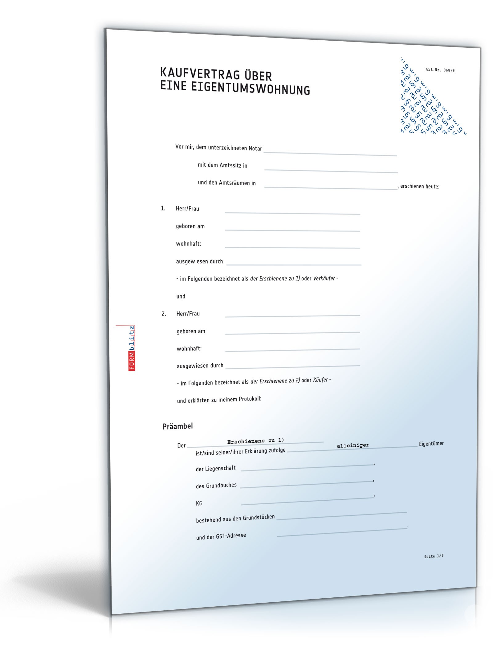 Hauptbild des Produkts: Kaufvertrag über eine Eigentumswohnung