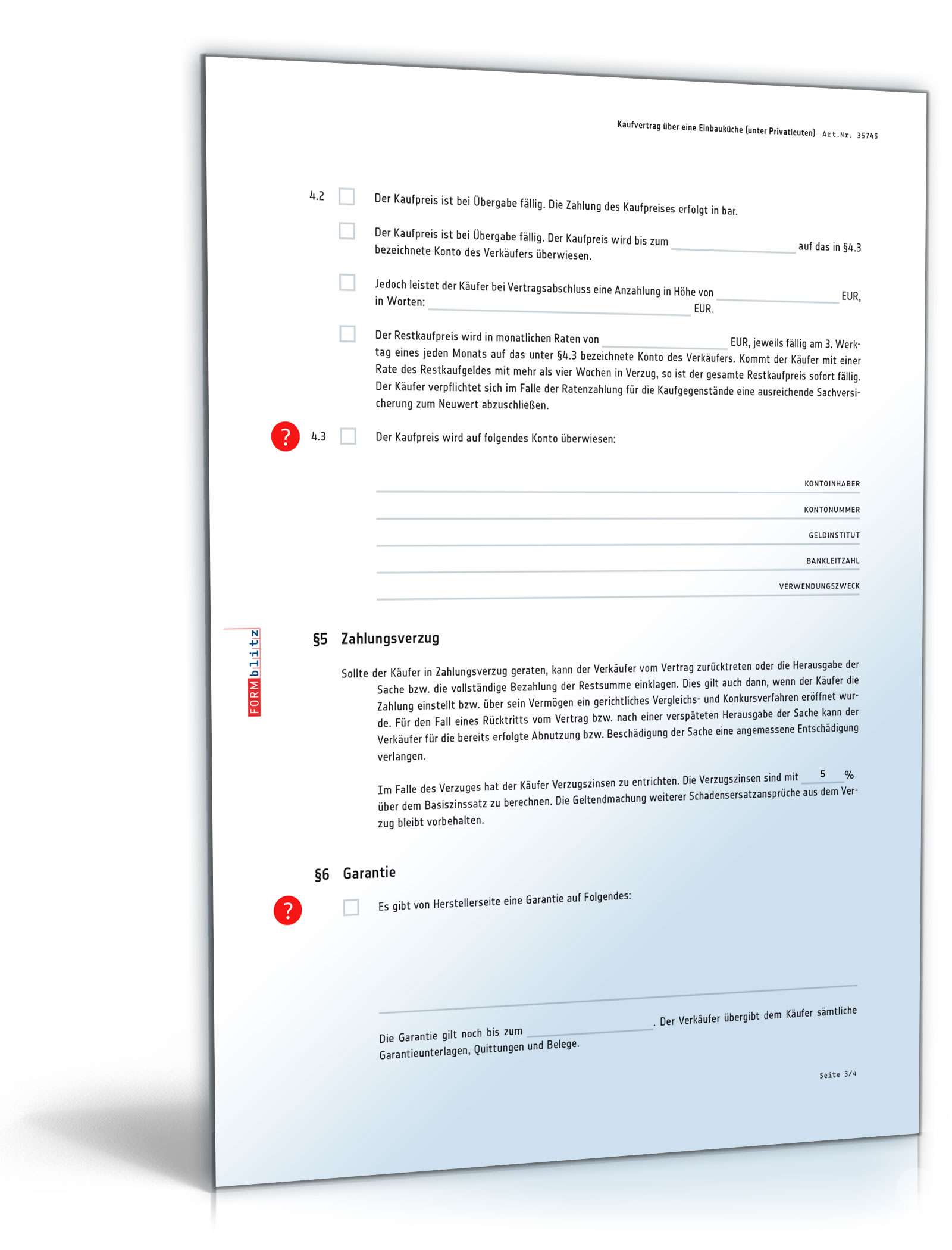 Kaufvertrag über eine Einbauküche - Muster-Vorlage zum ...