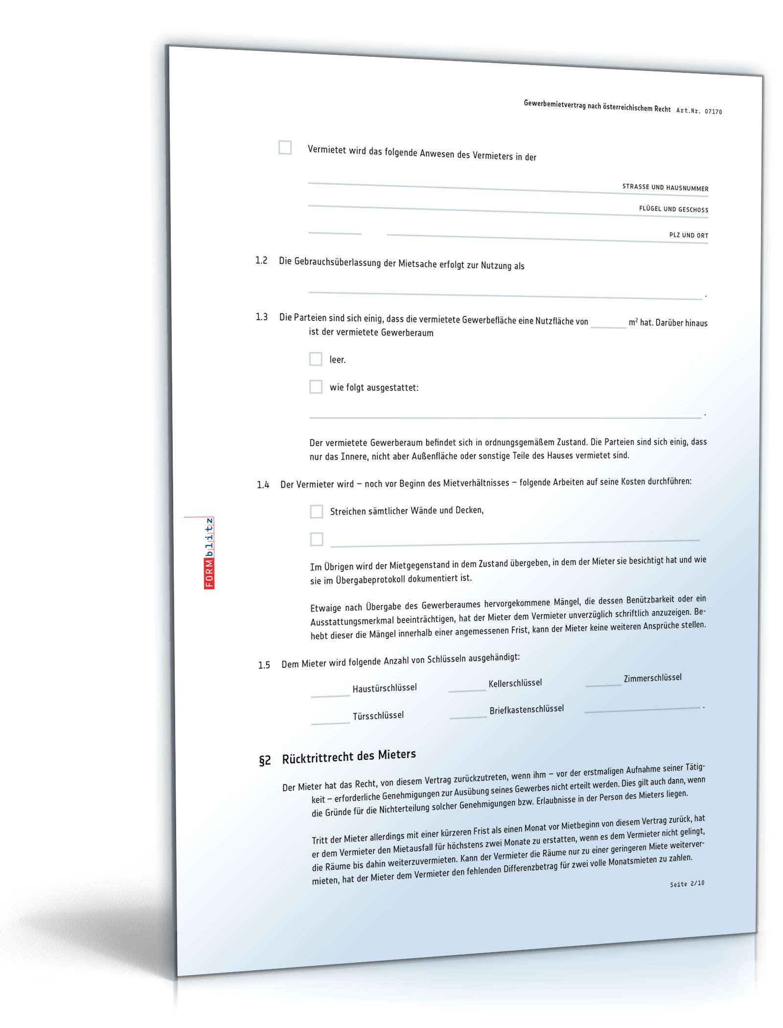 Gewerbemietvertrag Muster Zum Download