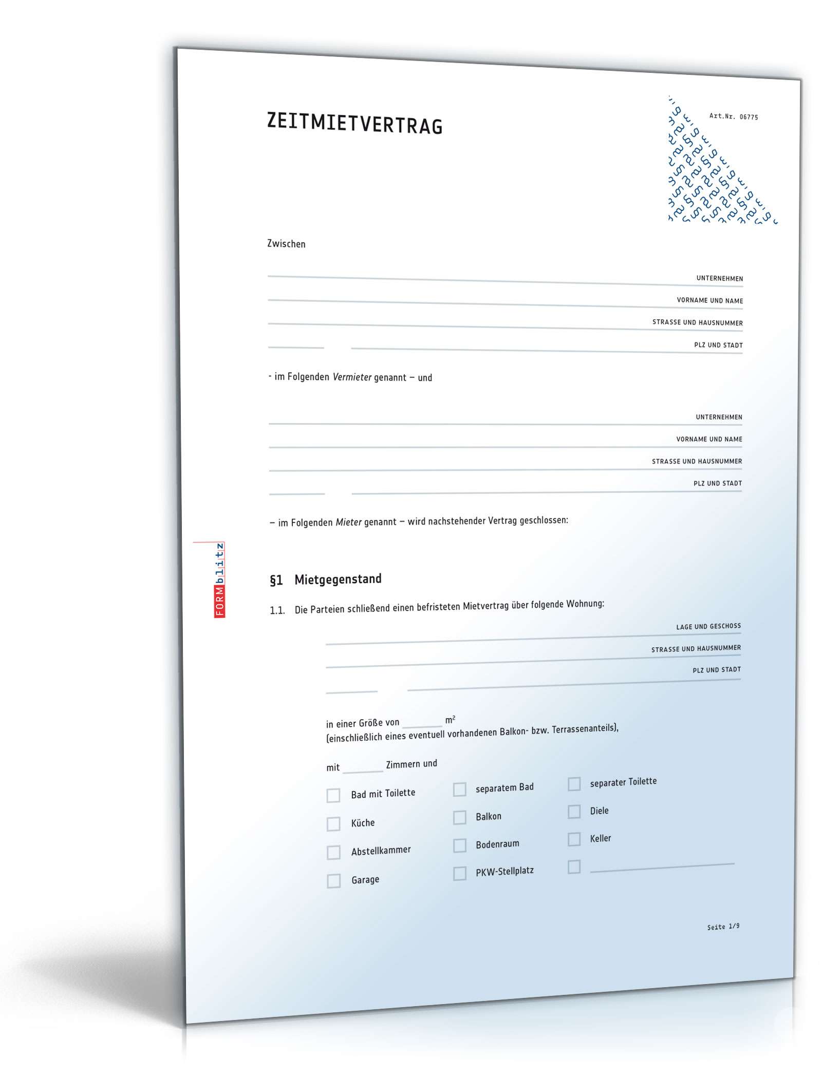 Zeitmietvertrag Muster Vorlage Zum Download
