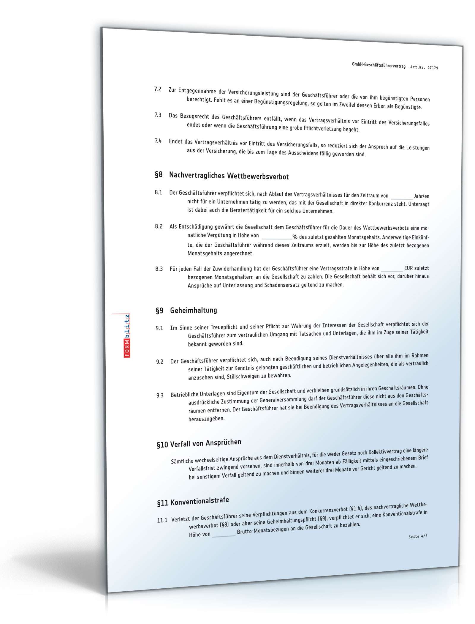 GmbH-Geschäftsführervertrag PDF. Seite: 4