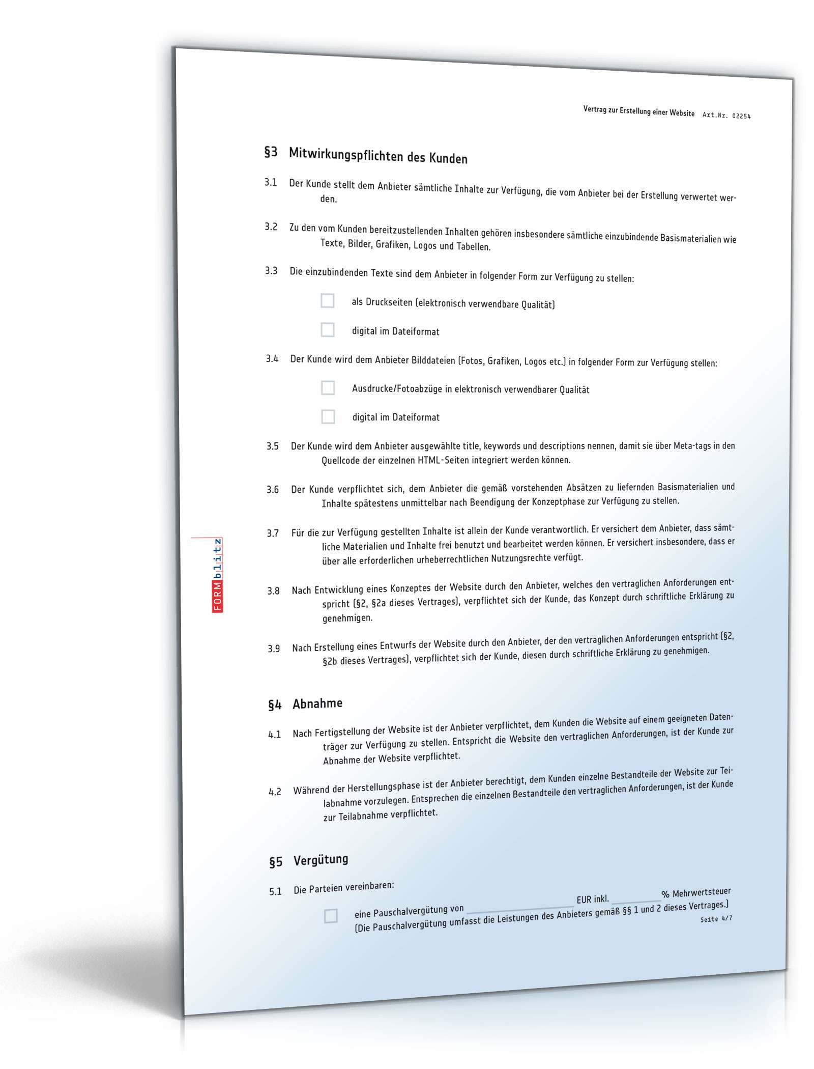 Website-Erstellungsvertrag PDF. Seite: 4