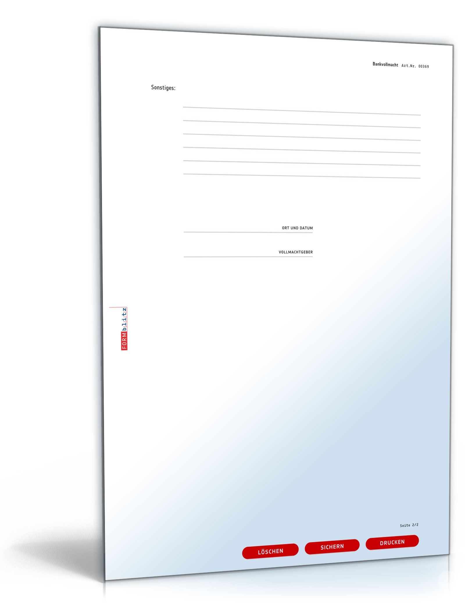 Bankvollmacht für Überweisung PDF. Seite: 2