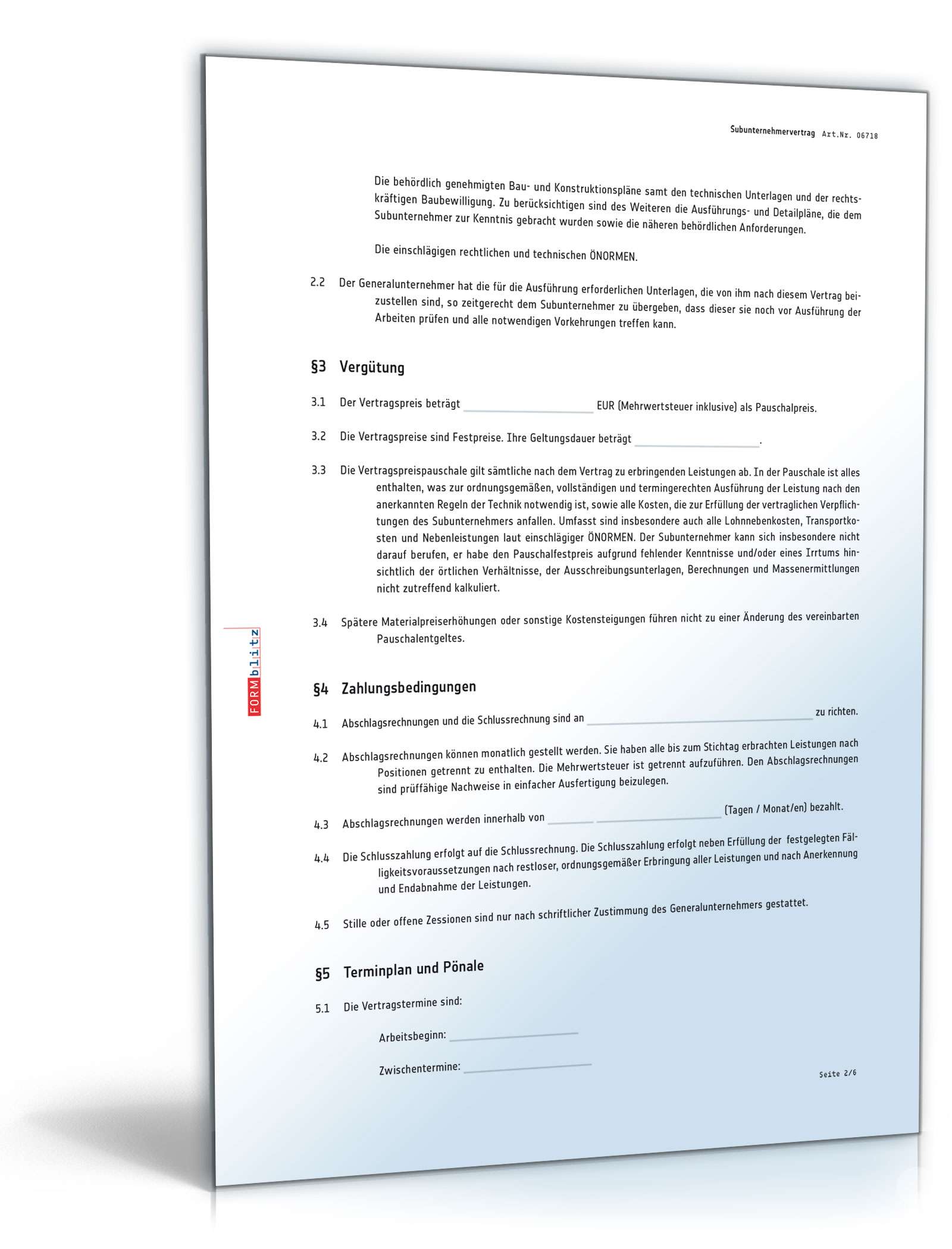 Subunternehmervertrag PDF. Seite: 2