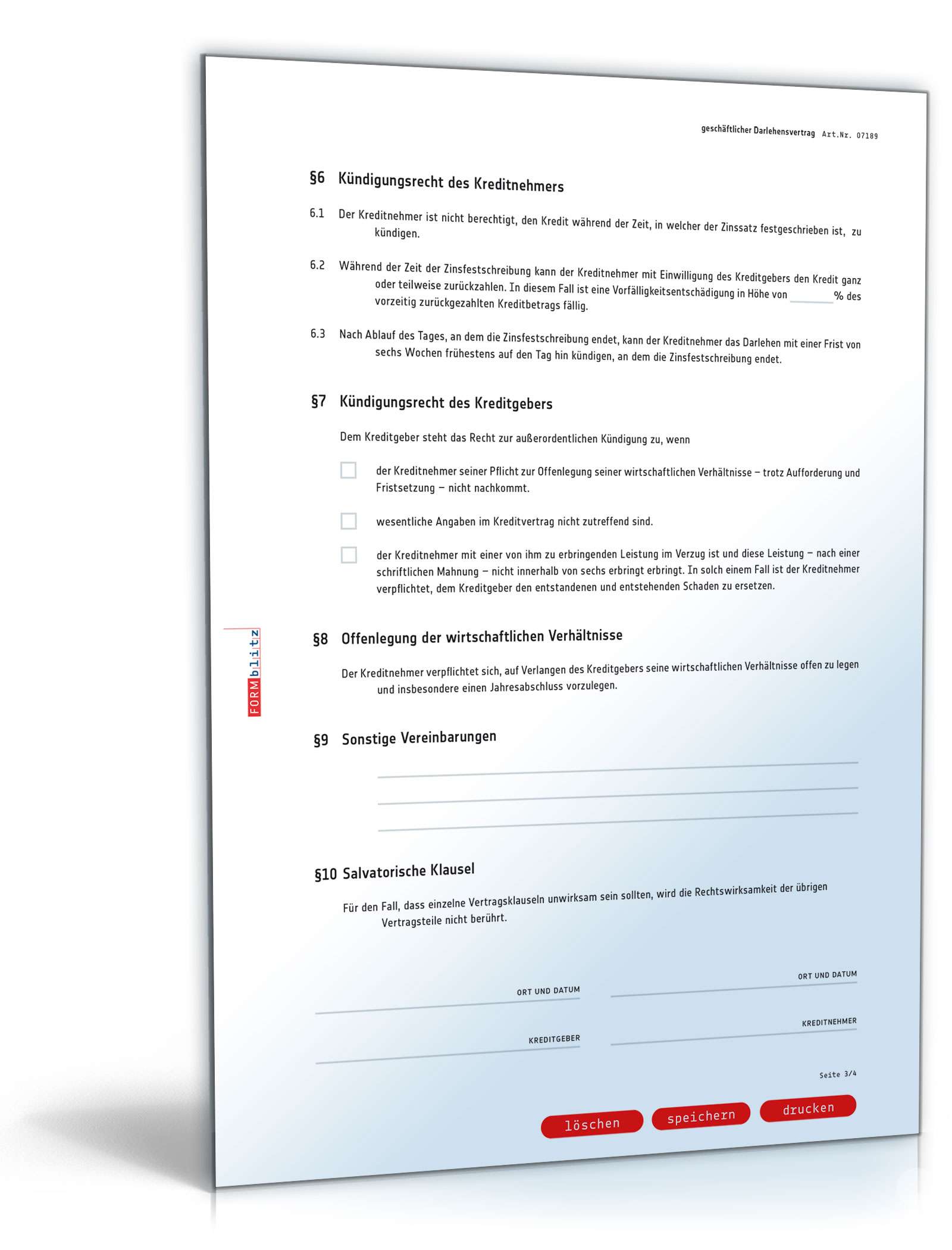 Geschäftlicher Darlehensvertrag PDF. Seite: 3