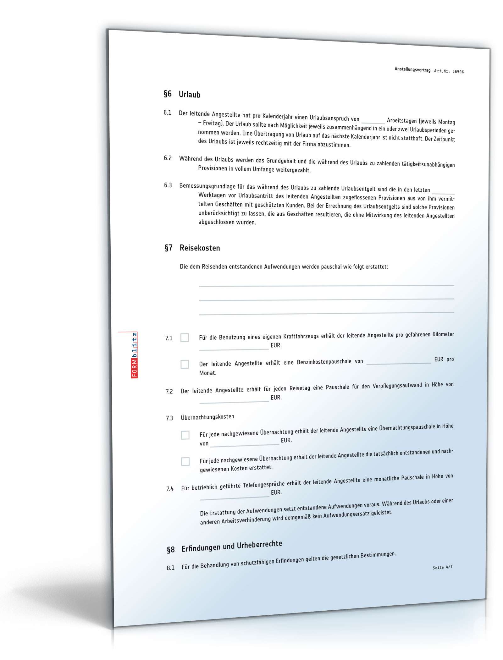 Anstellungsvertrag für leitende Angestellte (bei bestehendem Arbeitsverhältnis) PDF. Seite: 4