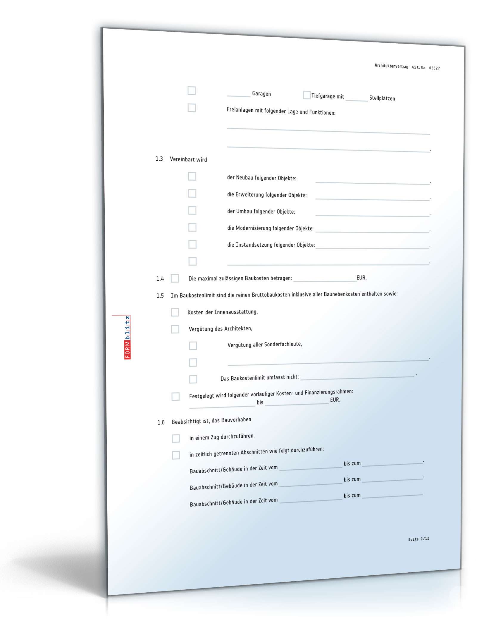 Architektenvertrag PDF. Seite: 2