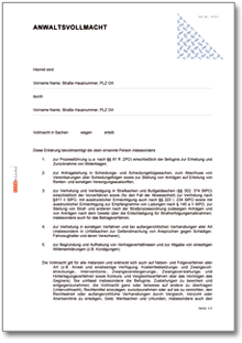 Anwaltsvollmacht Word