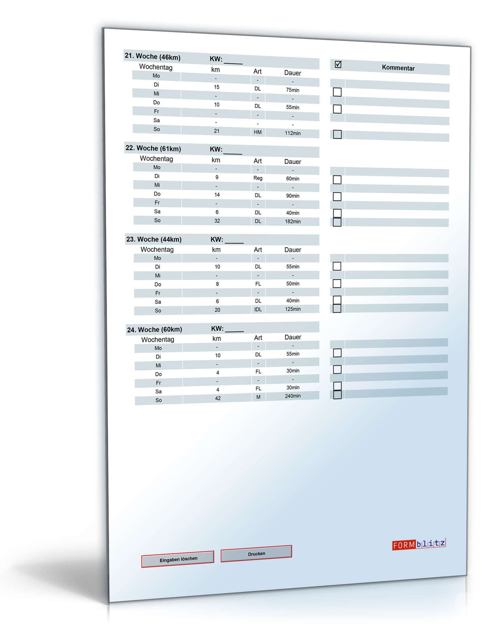 Marathon-Trainingsplan für 4:00 Stunden Zielzeit PDF. Seite: 6