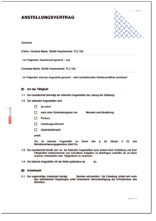 Anstellungsvertrag für leitende Angestellte (bei bestehendem Arbeitsverhältnis) Word