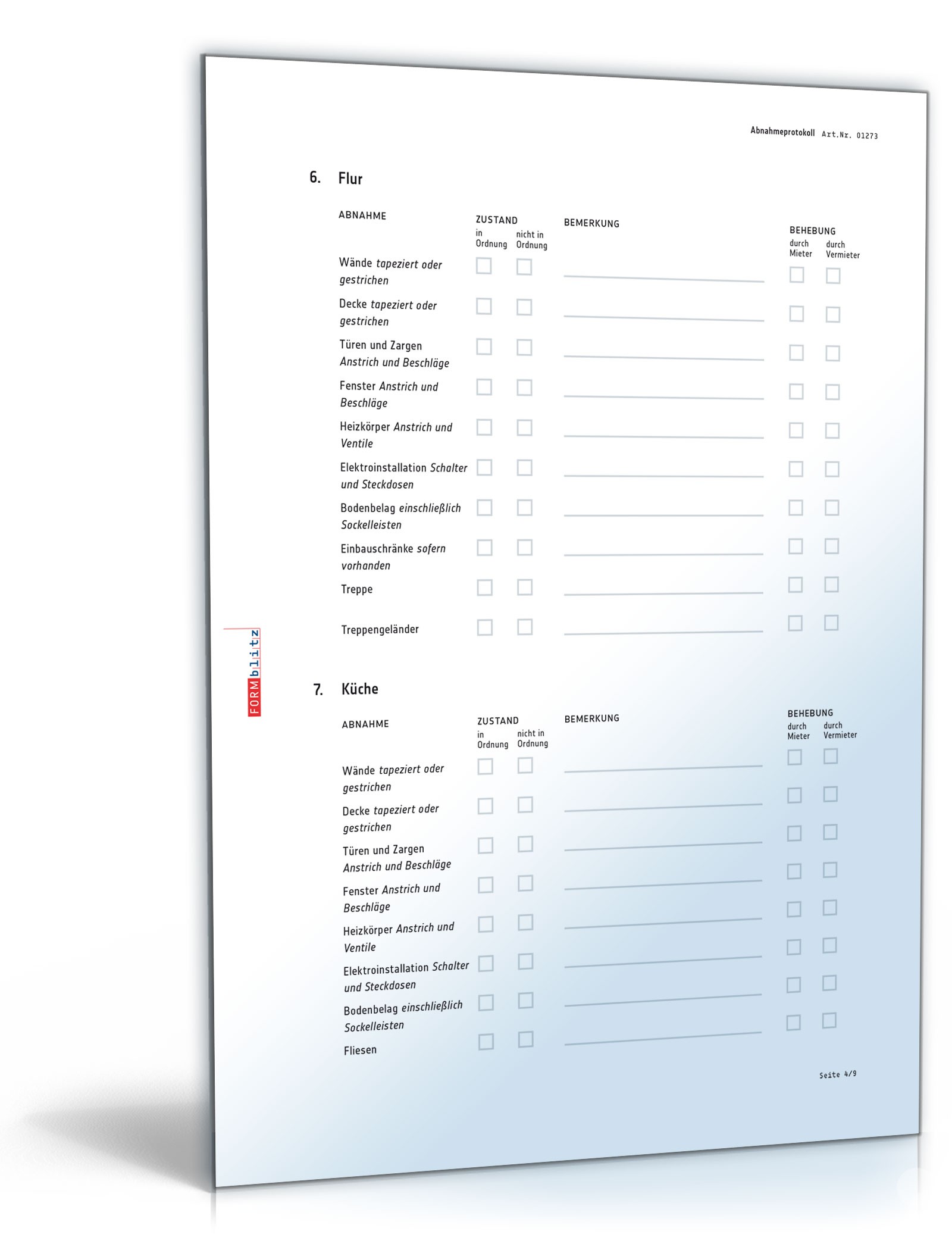 Abnahmeprotokoll bei der Übergabe einer Wohnung PDF. Seite: 4