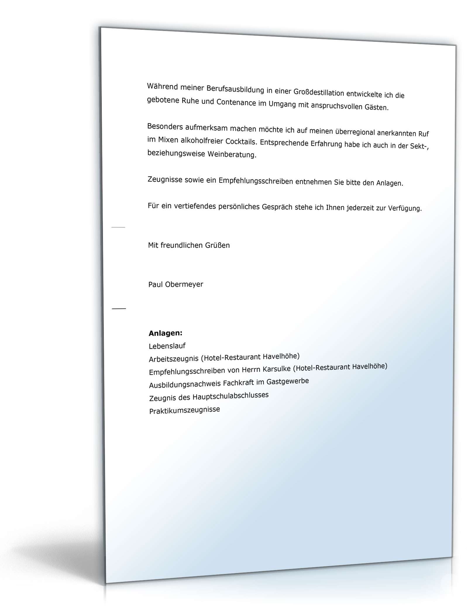 Bewerbung (Fachkraft im Gastgewerbe) Word. Seite: 2