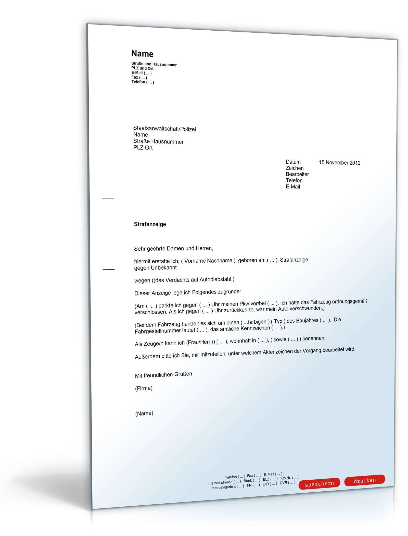 Strafanzeige gegen Unbekannt PDF