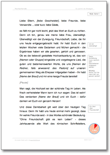 Hochzeitsrede (Dankesrede) – Bräutigam Excel