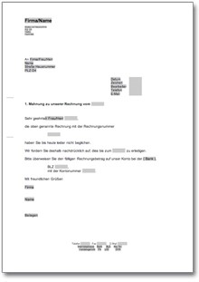 1. Mahnung / Zahlungserinnerung (neutral) Word
