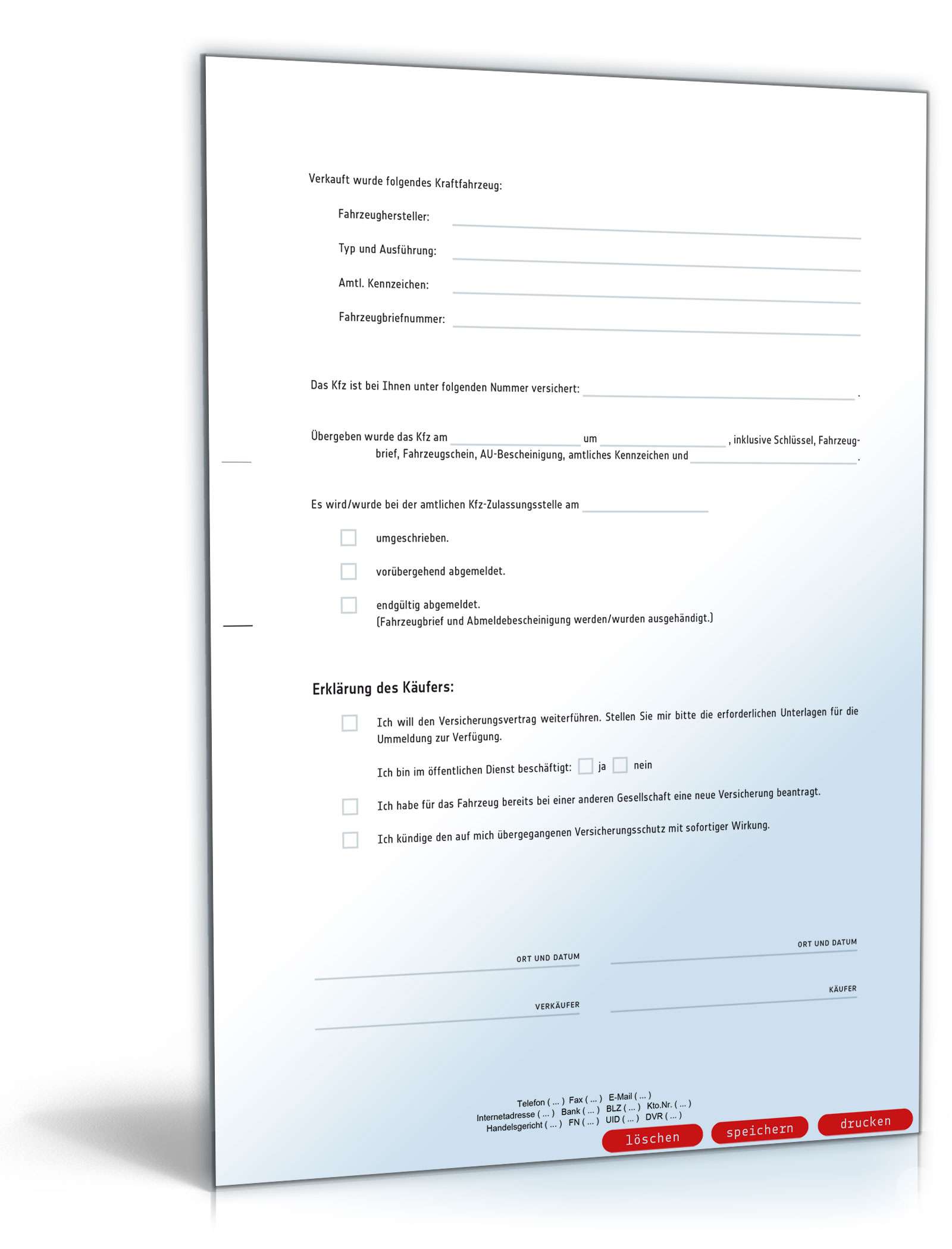 Mitteilung an die Kfz-Haftpflichtversicherung über den Verkauf eines Fahrzeugs PDF. Seite: 2