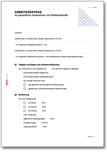 Allgemeiner Arbeitsvertrag Word