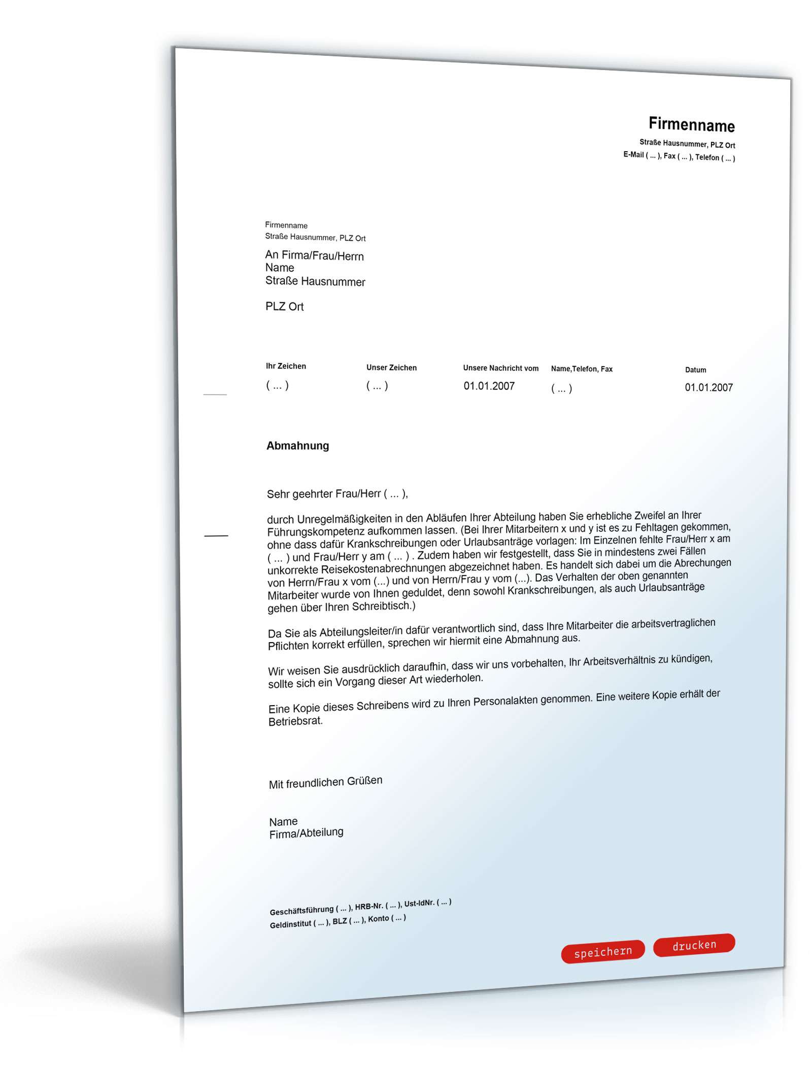 Abmahnung wegen fehlender Führungseigenschaften PDF