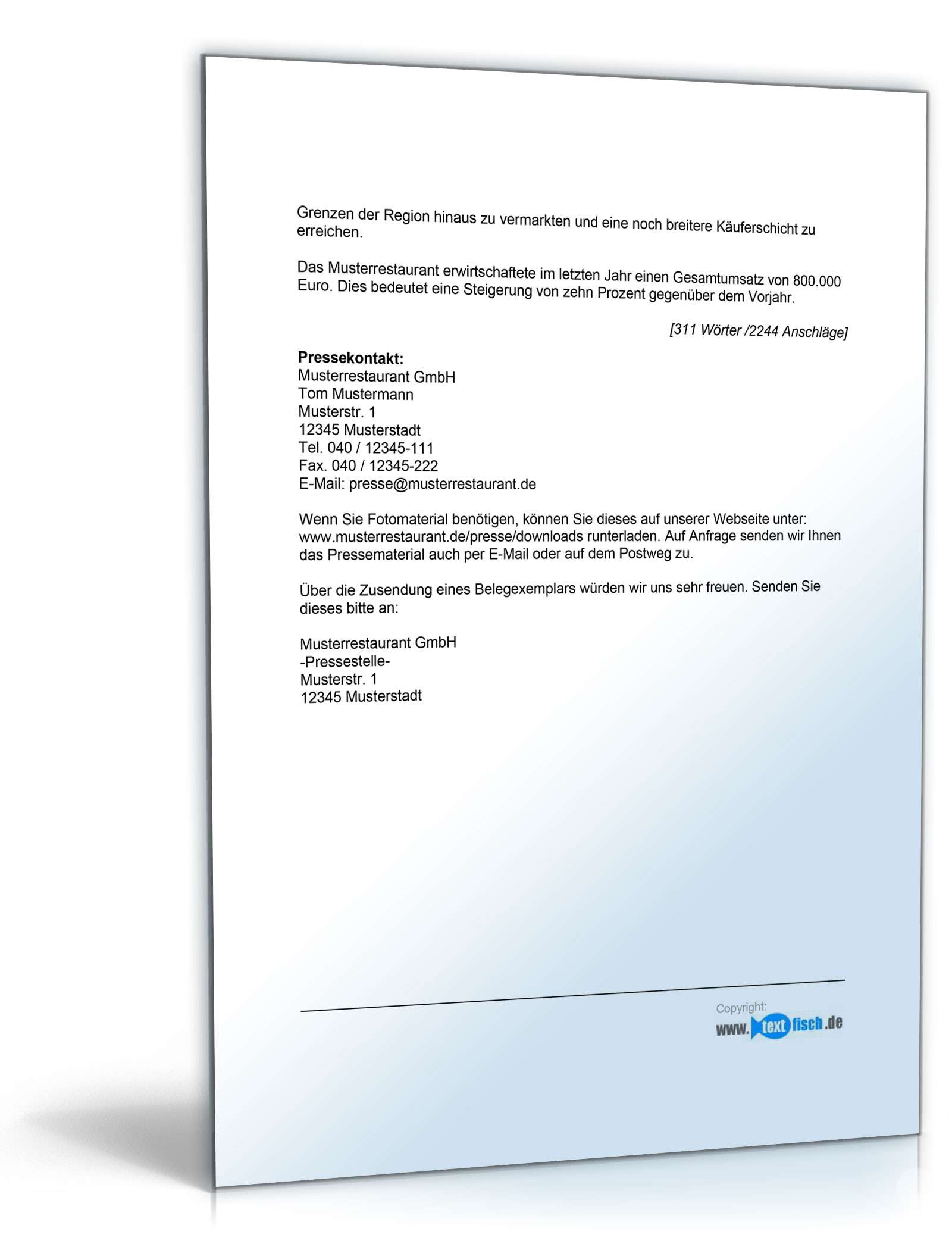 Pressemitteilung Firmenjubiläum (Restaurant)  PDF. Seite: 2