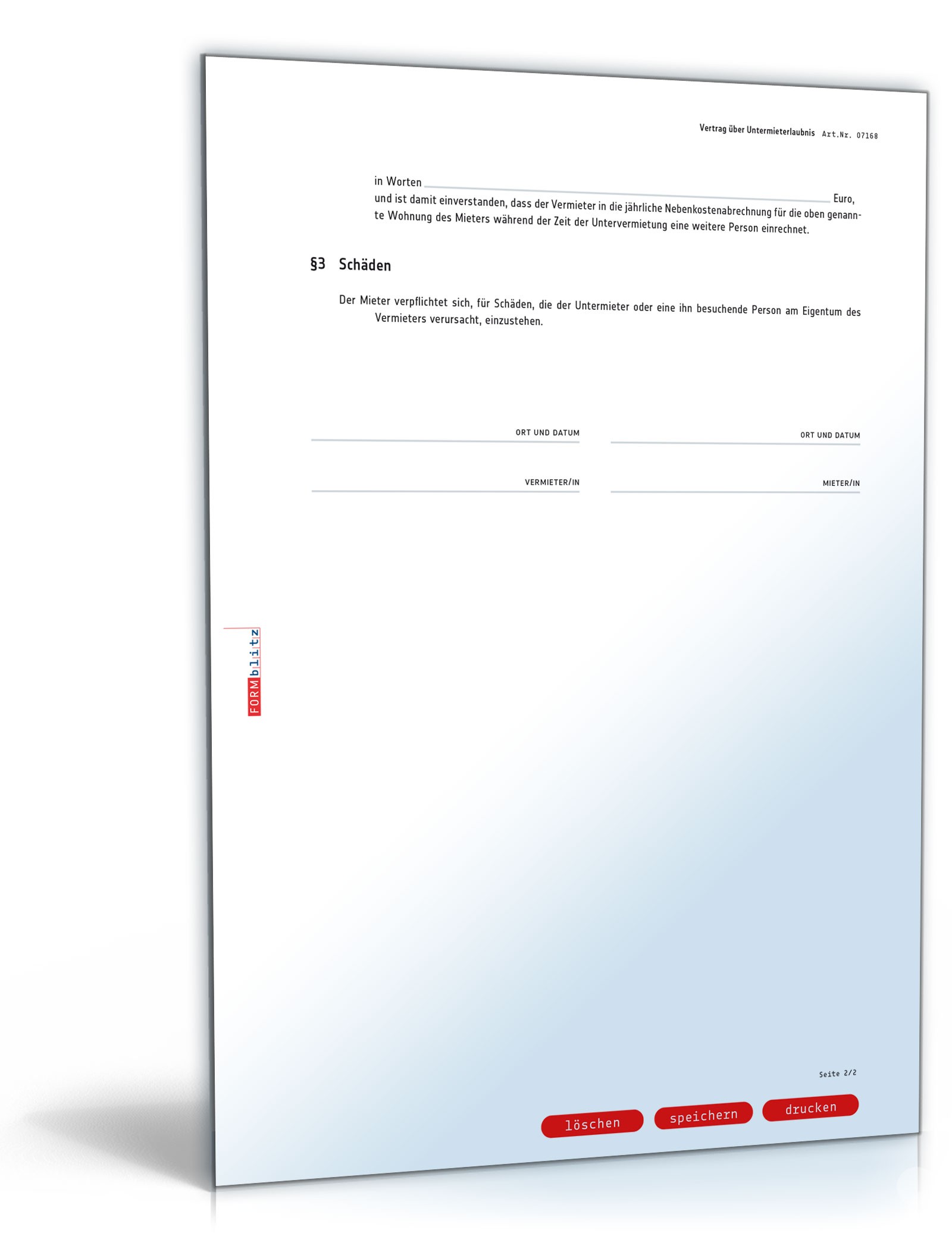 Vertrag über Untermieterlaubnis PDF. Seite: 2