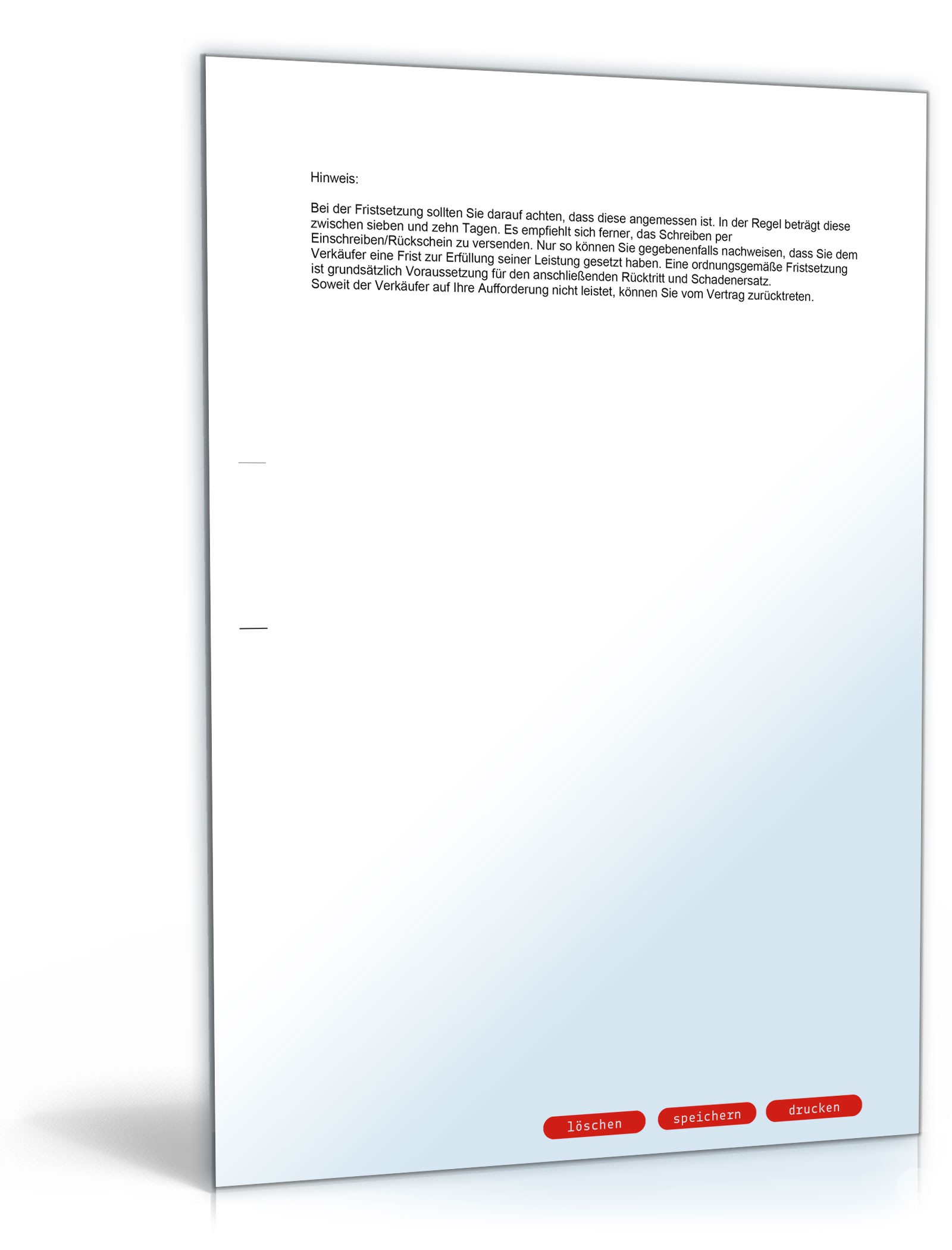 Aufforderung zur Lieferung der Kaufsache PDF. Seite: 2