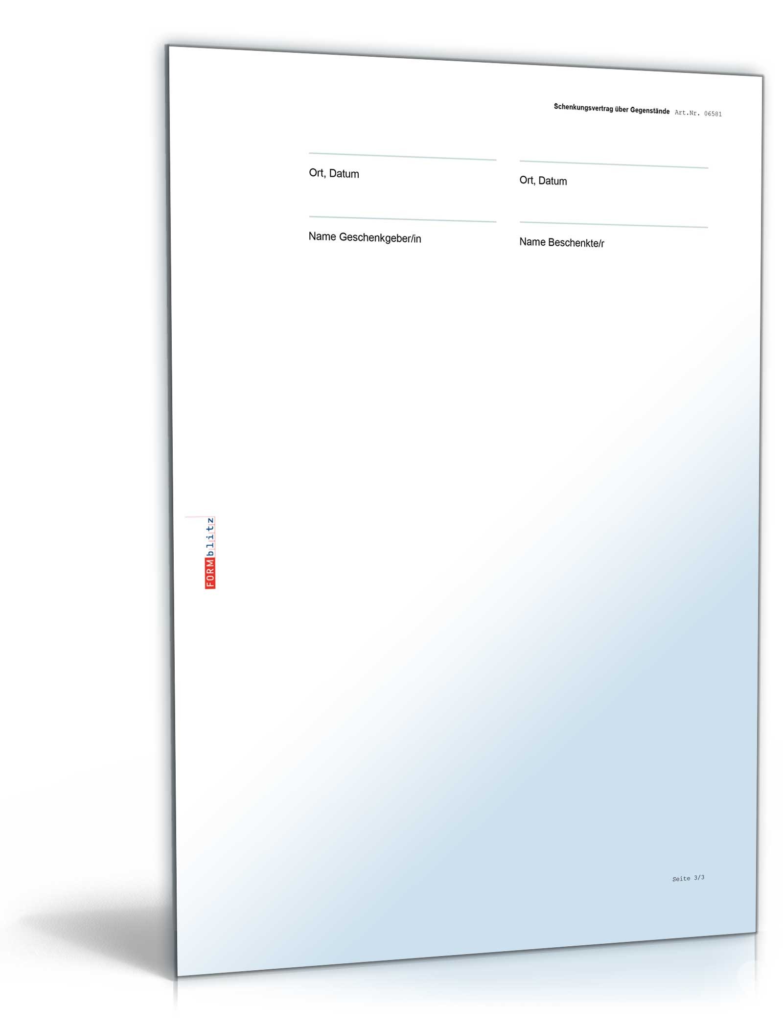 Schenkungsvertrag über Gegenstände Word. Seite: 4
