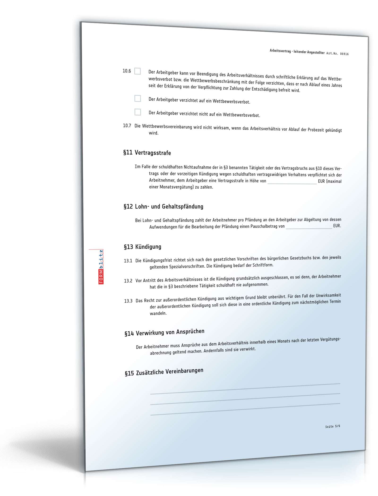 Arbeitsvertrag - leitender Angestellter PDF. Seite: 5